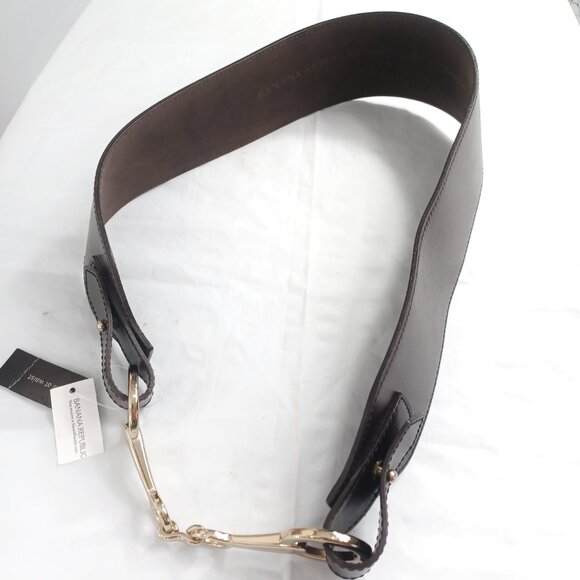 BANANA REPUBLIC Belt Leather Horsebit Gold Closure L NWT main image 6
